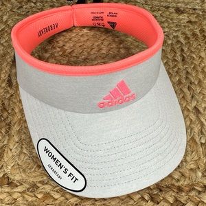 NWT Adidas Womens Adjustable Match Acid Red Gray Visor Hat